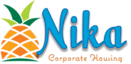 NIKA Corporate Housing logo with pineapple icon and blue branding.